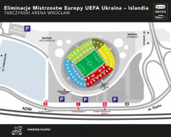 Wrocaw - Mecz eliminacji UEFA EURO 2024 Ukraina vs Islandia na Tarczyski Arenie Wrocaw – parkingi i komunikacja specjalna 